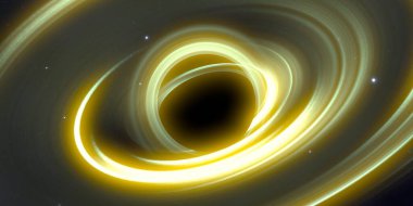 Soyut arka plan sanatı. Karanlık arka planda neon çember. Uzay temalı sanatsal dijital arkaplan.