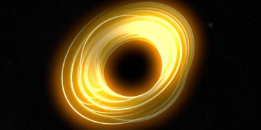 Soyut arka plan sanatı. Siyah arka planda neon halkalar. Uzay temalı sanatsal dijital arkaplan.
