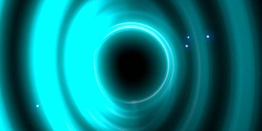 Soyut arka plan sanatı. Siyah arka planda neon halkalar. Uzay temalı sanatsal dijital arkaplan.