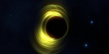 Soyut arka plan sanatı. Siyah arka planda neon halkalar. Uzay temalı sanatsal dijital arkaplan.