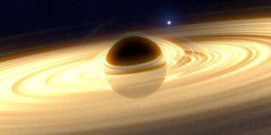 Soyut arka plan sanatı. Siyah arka planda neon halkalar. Uzay temalı sanatsal dijital arkaplan.