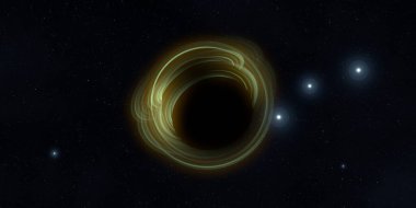 Soyut arka plan sanatı. Karanlık arka planda neon çember. Uzay temalı sanatsal dijital arkaplan.