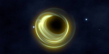 Soyut arka plan sanatı. Siyah arka planda neon halkalar. Uzay temalı sanatsal dijital arkaplan.