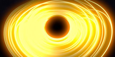 Soyut arka plan sanatı. Karanlık arka planda neon çember. Uzay temalı sanatsal dijital arkaplan.