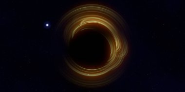 Soyut arka plan sanatı. Karanlık arka planda neon çember. Uzay temalı sanatsal dijital arkaplan.