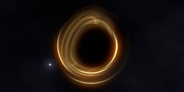Soyut arka plan sanatı. Karanlık arka planda neon çember. Uzay temalı sanatsal dijital arkaplan.