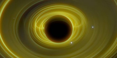 Soyut arka plan sanatı. Siyah arka planda neon halkalar. Uzay temalı sanatsal dijital arkaplan.