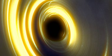 Soyut arka plan sanatı. Karanlık arka planda neon çember. Uzay temalı sanatsal dijital arkaplan.