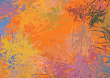 Soyut arka plan sanatı. 2D çizim. Etkileyici yağlı boya resim. Tuvalde fırça darbeleri. Modern sanat. Çok renkli arkaplan. Çağdaş sanat. İfade. Sanatsal dijital palet.