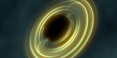 Soyut arka plan sanatı. Siyah arka planda neon halkalar. Uzay temalı sanatsal dijital arkaplan.