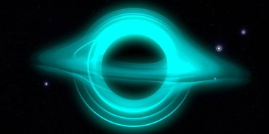 Soyut arka plan sanatı. Siyah arka planda neon halkalar. Uzay temalı sanatsal dijital arkaplan.