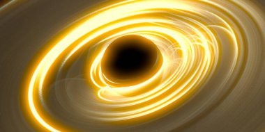 Soyut arka plan sanatı. Siyah arka planda neon halkalar. Uzay temalı sanatsal dijital arkaplan.