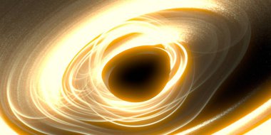 Soyut arka plan sanatı. Siyah arka planda neon halkalar. Uzay temalı sanatsal dijital arkaplan.