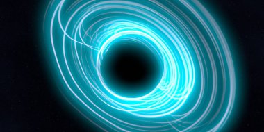 Soyut arka plan sanatı. Siyah arka planda neon halkalar. Uzay temalı sanatsal dijital arkaplan.