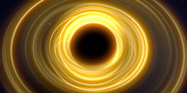 Soyut arka plan sanatı. Karanlık arka planda neon çember. Uzay temalı sanatsal dijital arkaplan.