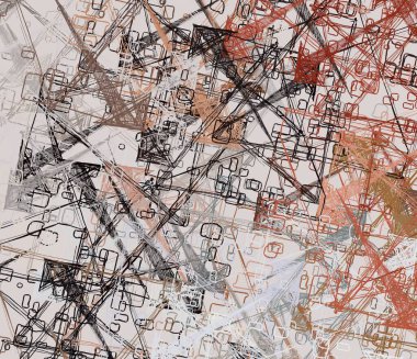 Soyut rastgele şekiller. 2D illüstrasyon arka planı. Düz beton duvarda sanatsal modern sanat kalıpları. Kabataslak boyalı yüzey. El yapımı fırça darbeleri.