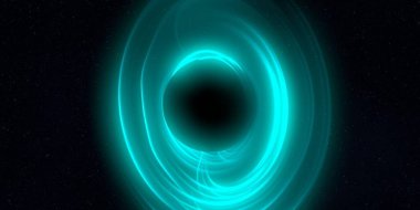 Soyut arka plan sanatı. Karanlık arka planda neon çember. Uzay temalı sanatsal dijital arkaplan.