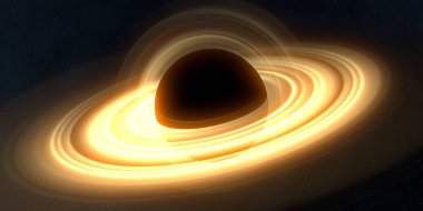 Soyut arka plan sanatı. Siyah arka planda neon halkalar. Uzay temalı sanatsal dijital arkaplan.