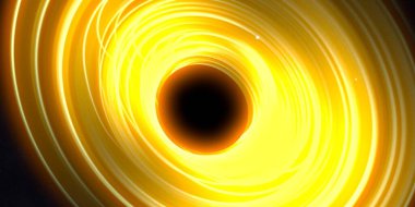 Soyut arka plan sanatı. Karanlık arka planda neon çember. Uzay temalı sanatsal dijital arkaplan.