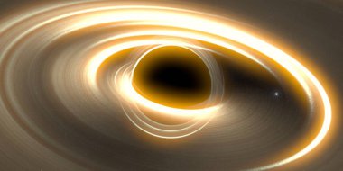 Soyut arka plan sanatı. Siyah arka planda neon halkalar. Uzay temalı sanatsal dijital arkaplan.