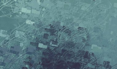 Soyut rastgele şekiller. 2D illüstrasyon arka planı. Düz beton duvarda sanatsal modern sanat kalıpları. Kabataslak boyalı yüzey. El yapımı fırça darbeleri.