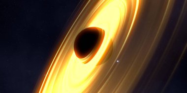 Soyut arka plan sanatı. Karanlık arka planda neon çember. Uzay temalı sanatsal dijital arkaplan.