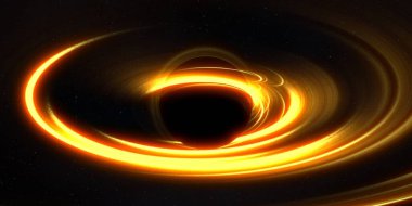 Soyut arka plan sanatı. Karanlık arka planda neon çember. Uzay temalı sanatsal dijital arkaplan.