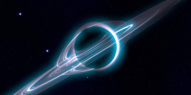 Soyut arka plan sanatı. Karanlık arka planda neon çember. Uzay temalı sanatsal dijital arkaplan.