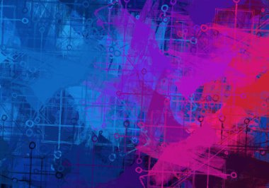 Soyut arka plan sanatı. 2D çizim. Etkileyici yağlı boya resim. Tuvalde fırça darbeleri. Modern sanat. Çok renkli arkaplan. Çağdaş sanat. İfade. Sanatsal dijital palet.