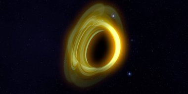 Soyut arka plan sanatı. Siyah arka planda neon halkalar. Uzay temalı sanatsal dijital arkaplan.