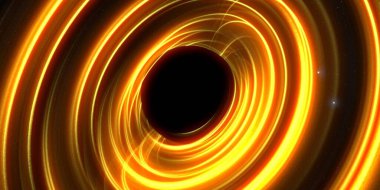 Soyut arka plan sanatı. Karanlık arka planda neon çember. Uzay temalı sanatsal dijital arkaplan.