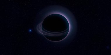 Soyut arka plan sanatı. Karanlık arka planda neon çember. Uzay temalı sanatsal dijital arkaplan.