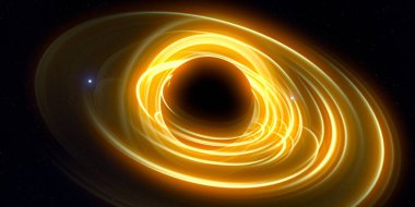 Soyut arka plan sanatı. Siyah arka planda neon halkalar. Uzay temalı sanatsal dijital arkaplan.