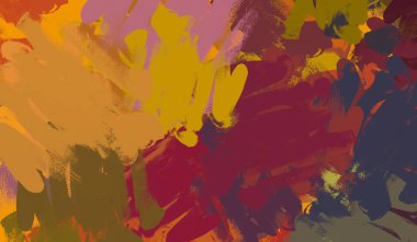 Soyut arka plan sanatı. 2D çizim. Etkileyici yağlı boya resim. Tuvalde fırça darbeleri. Modern sanat. Çok renkli arkaplan. Çağdaş sanat. İfade. Sanatsal dijital palet.