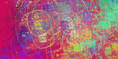 Soyut arka plan sanatı. 2D çizim. Etkileyici yağlı boya resim. Tuvalde fırça darbeleri. Modern sanat. Çok renkli arkaplan. Çağdaş sanat. İfade. Sanatsal dijital palet.