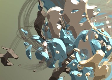 Soyut arka plan sanatı. 3 boyutlu illüstrasyon. Çok renkli arkaplan. Çağdaş sanat. Sanatsal dijital palet.