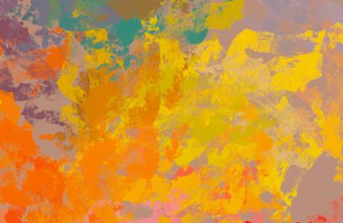 Soyut arka plan sanatı. 2D çizim. Etkileyici yağlı boya resim. Tuvalde fırça darbeleri. Modern sanat. Çok renkli arkaplan. Çağdaş sanat. İfade. Sanatsal dijital palet.