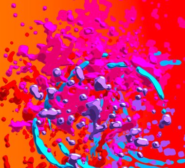 Soyut arka plan sanatı. 3 boyutlu illüstrasyon. Çok renkli arkaplan. Çağdaş sanat. Sanatsal dijital palet.