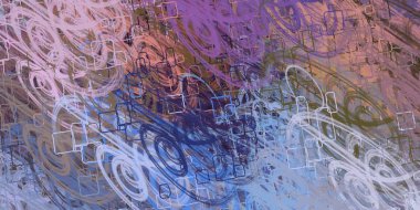 Soyut rastgele şekiller. 2D illüstrasyon arka planı. Düz beton duvarda sanatsal modern sanat kalıpları. Kabataslak boyalı yüzey. El yapımı fırça darbeleri.