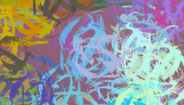 Soyut arka plan sanatı. 2D çizim. Etkileyici yağlı boya resim. Tuvalde fırça darbeleri. Modern sanat. Çok renkli arkaplan. Çağdaş sanat. İfade. Sanatsal dijital palet.