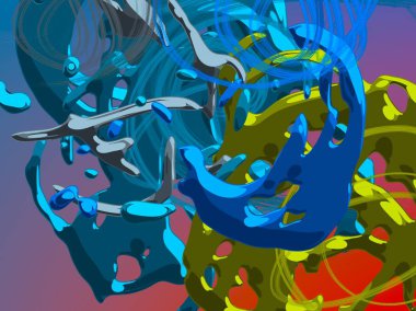 Soyut arka plan sanatı. 3 boyutlu illüstrasyon. Tuvalde fırça darbeleri. Çok renkli arkaplan. Çağdaş sanat. Sanatsal dijital palet.