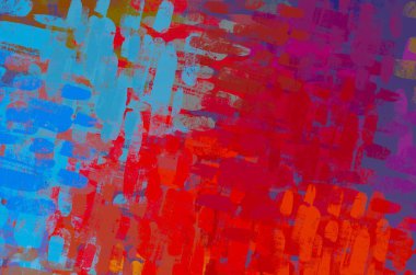 Soyut arka plan sanatı. 2D çizim. Etkileyici yağlı boya resim. Tuvalde fırça darbeleri. Modern sanat. Çok renkli arkaplan. Çağdaş sanat. İfade. Sanatsal dijital palet.