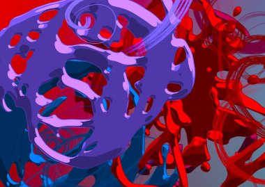 Soyut arka plan sanatı. 3 boyutlu illüstrasyon. Tuvalde fırça darbeleri. Çok renkli arkaplan. Çağdaş sanat. Sanatsal dijital palet.