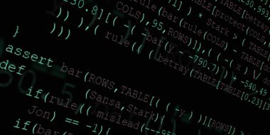 Yazılım geliştirici programlama kodu. Soyut modern sanal bilgisayar senaryosu. Masaüstü ekranında yazılım geliştirici programcının çalışması 