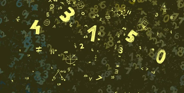 Math. 2d illustration. Abstract background with numbers, copy space