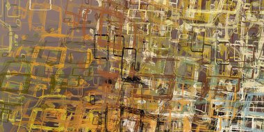 Soyut arka plan sanatı. 2D çizim. Etkileyici yağlı boya resim. Tuvalde fırça darbeleri. Modern sanat. Çok renkli arkaplan. Çağdaş sanat. İfade. Sanatsal dijital palet.