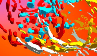 Soyut arka plan sanatı. 3 boyutlu illüstrasyon. Tuvalde fırça darbeleri. Çok renkli arkaplan. Çağdaş sanat. Sanatsal dijital palet.