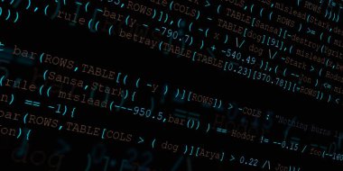 Yazılım geliştirici programlama kodu. Soyut modern sanal bilgisayar senaryosu. Masaüstü ekranında yazılım geliştirici programcının çalışması 