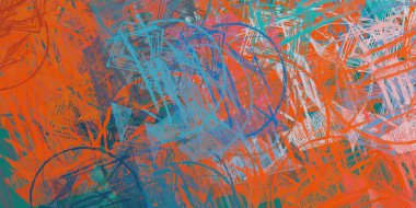 Soyut arka plan sanatı. 2D çizim. Etkileyici yağlı boya resim. Tuvalde fırça darbeleri. Modern sanat. Çok renkli arkaplan. Çağdaş sanat. İfade. Sanatsal dijital palet.