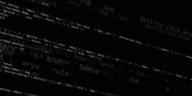 Yazılım geliştirici programlama kodu. Soyut modern sanal bilgisayar senaryosu. Masaüstü ekranında yazılım geliştirici programcının çalışması 